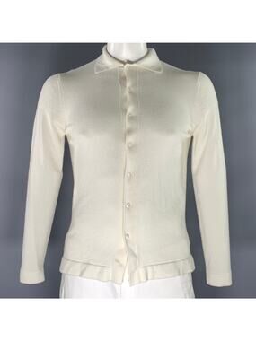 SUIT SUPPLY Size L White Cream Knit Wool Button Up Cardigan